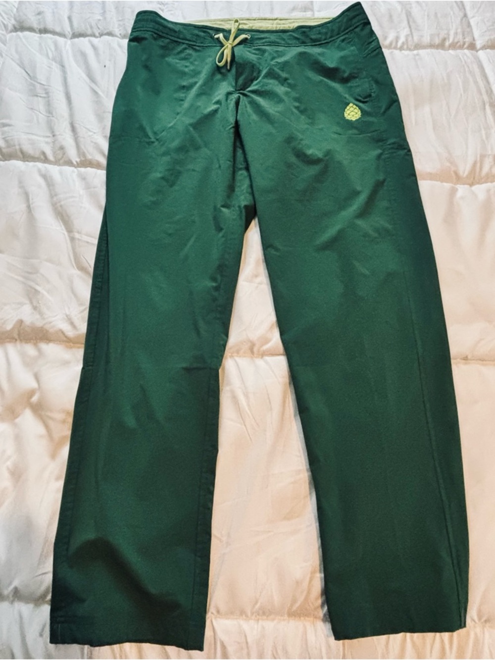 Stio Women's Forest Green Track Pants with Lime Accent